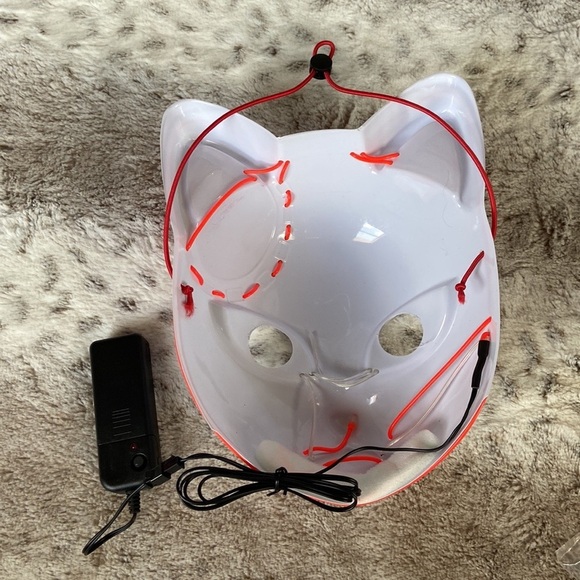 NWT! Demon Slayer fox mask LED lights Halloween party costume trick or treat - Picture 8 of 9
